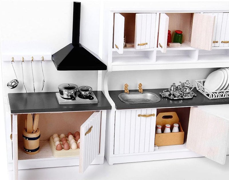klarako1/12 Scale Dollhouse Miniature Furniture Wooden Kitchen Set, Wooden Furniture Kitchen Toy Set for Dollhouse - Image 4
