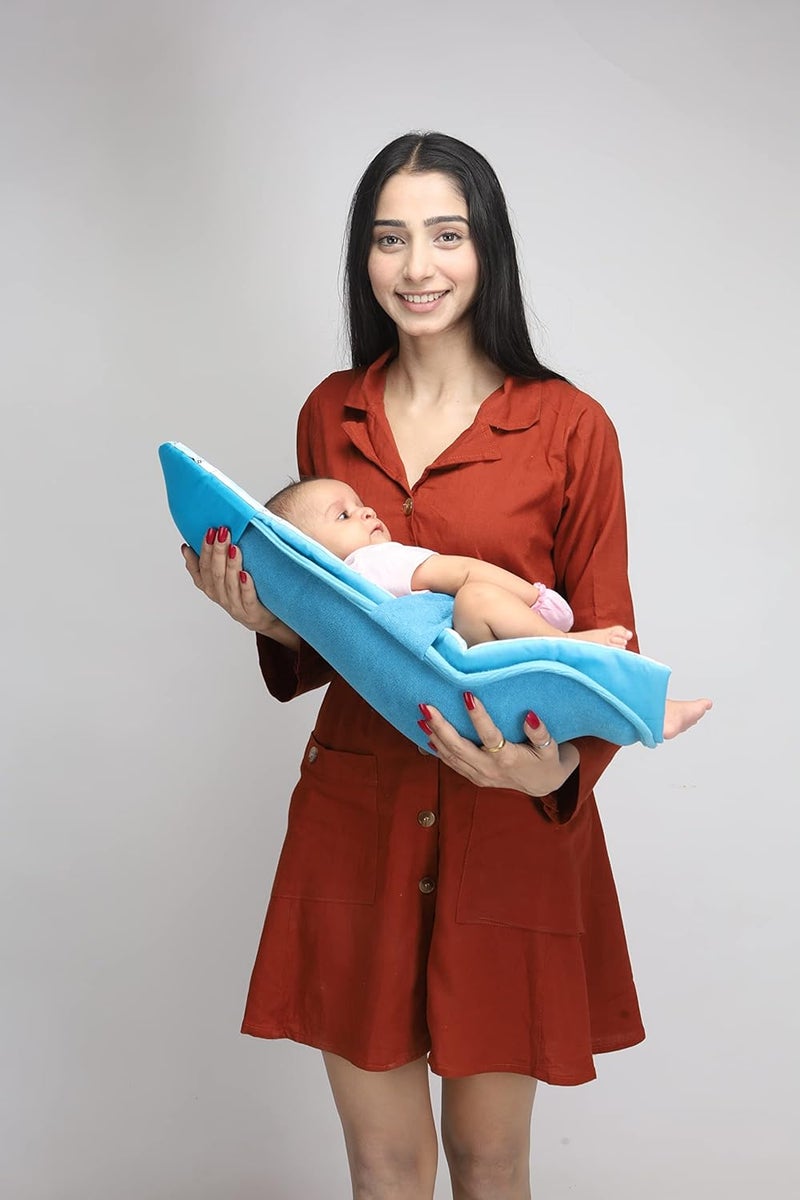 HOOPA وسادة تغذية HOOPA 2 في 1 مع مرتبة قطنية ناعمة (أزرق تركوازي) | وسادة رضاعة | حاملة أطفال | حديثي الولادة حتى 4 أشهر | دعم كامل للجسم | وسادة رضاعة طبيعية | وسادة للأطفال - Image 4