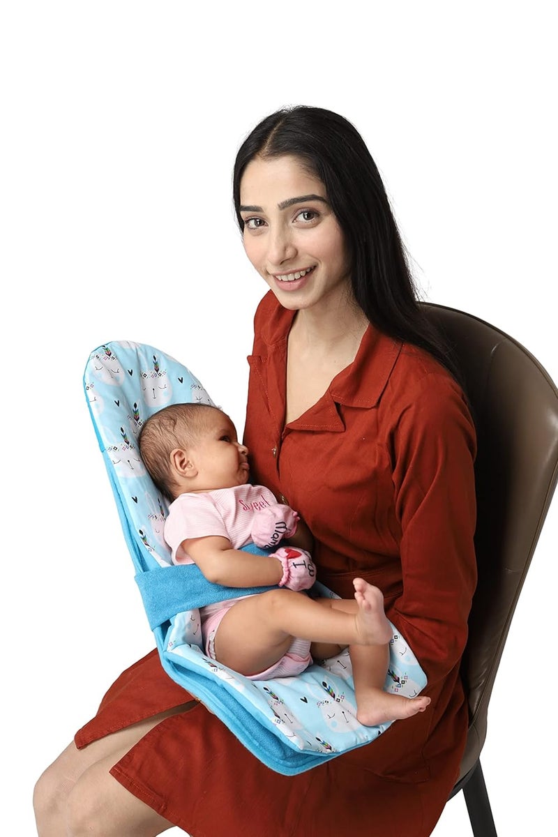 HOOPA وسادة تغذية HOOPA 2 في 1 مع مرتبة قطنية ناعمة (أزرق تركوازي) | وسادة رضاعة | حاملة أطفال | حديثي الولادة حتى 4 أشهر | دعم كامل للجسم | وسادة رضاعة طبيعية | وسادة للأطفال - Image 1