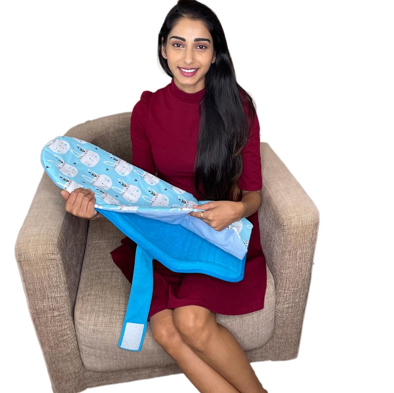 HOOPA وسادة تغذية HOOPA 2 في 1 مع مرتبة قطنية ناعمة (أزرق تركوازي) | وسادة رضاعة | حاملة أطفال | حديثي الولادة حتى 4 أشهر | دعم كامل للجسم | وسادة رضاعة طبيعية | وسادة للأطفال - Image 5