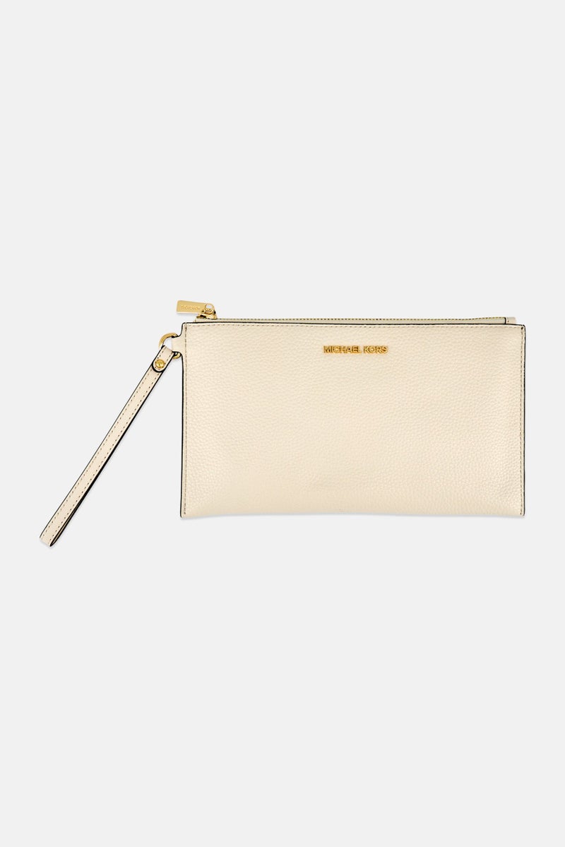 Michael Kors Women Hardware Logo Jet Set Travel Pouch, Cream - Image 1