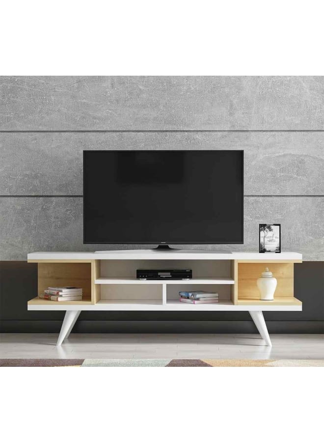 Retro RA-U55 TV Table 150 x 51 x 35 cm - White x Beige - Image 1