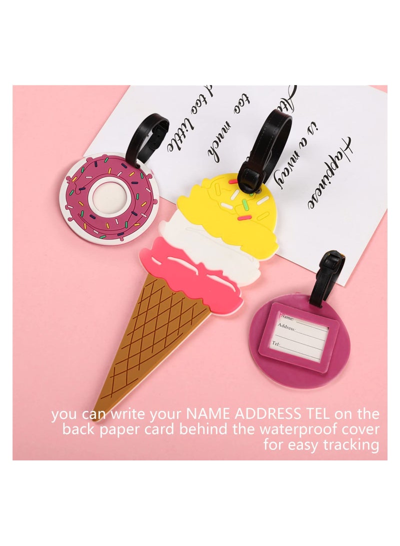 Generic Luggage Tags, 6 Pack PVC Luggage Baggage Handbag Tag Unique Suitcases Luggage Labels Dessert Cartoon Style for Luggage  - Image 4