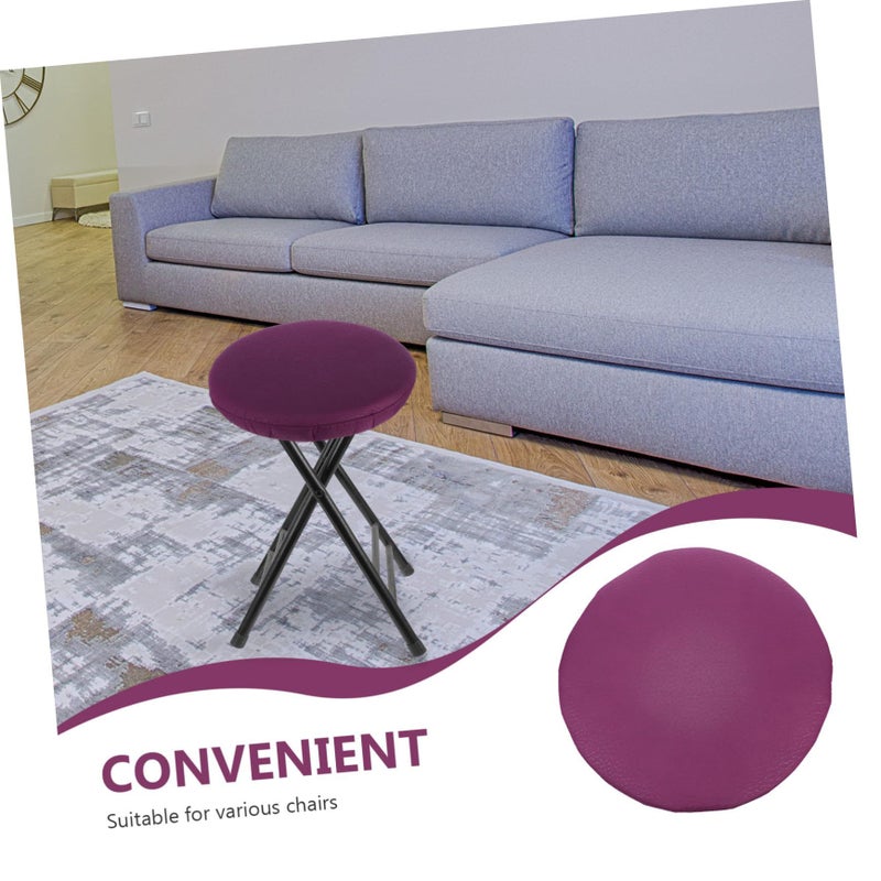 Stretchable Round Stool Seat Covers Washable 2Pcs Set For Dining Office Chairs - Image 4