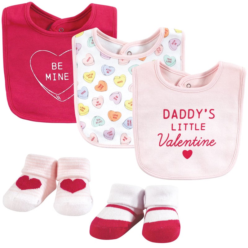 hudson baby Hudson Baby Unisex Baby Cotton Bib and Sock Set Be Mine Valentine One Size