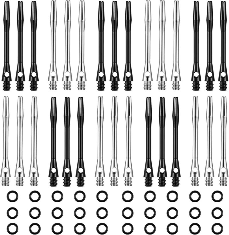Skylety 30 Pcs Dart Shafts for Steel Tip Medium 2BA Thread Aluminium Alloy Dart Stems 50 mm 53 mm with Rubber Rings Replacement Harrows Dart Accessories and Flights - Image 1