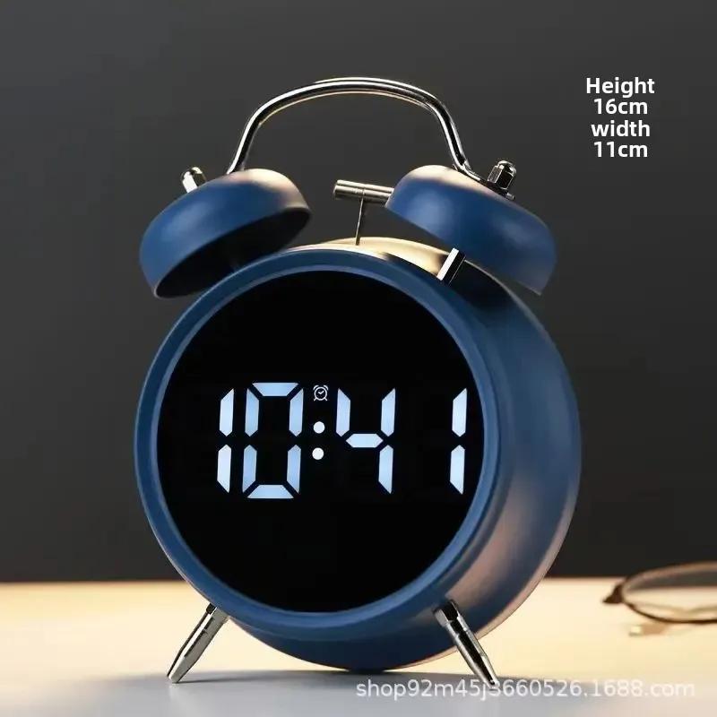 Student Alarm Clock Super Volume Metal Powerful Bell for Getting Up Difficult to Get Up Multi-function Plug-in Children's Clock(8891 white smart super volume) - Image 5
