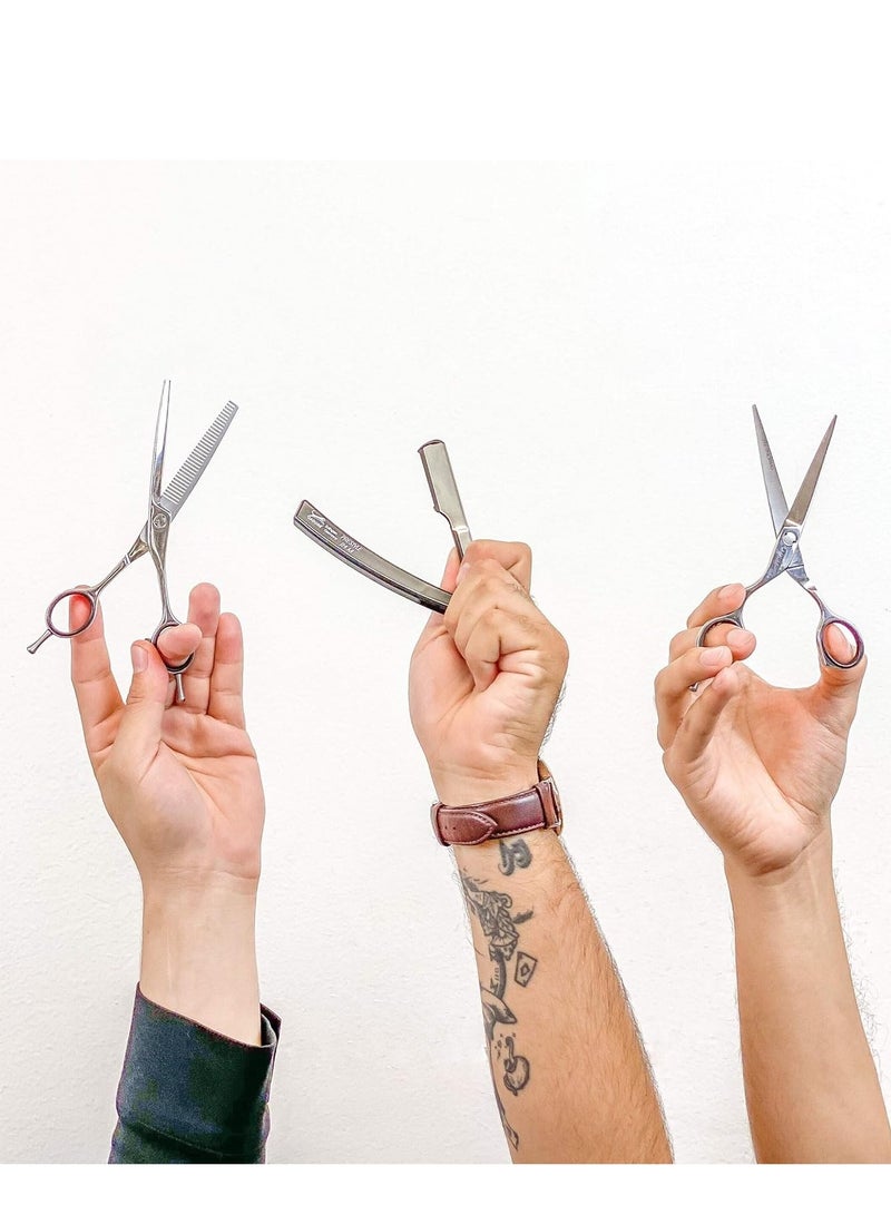 JAGUAR مقصات جاكوار وايت لاين JP38 بطول 5.25 إنش لقص الشعر الاحترافي، والتخفيف، والتشكيل مع تصميم مقبض مائل - Image 5