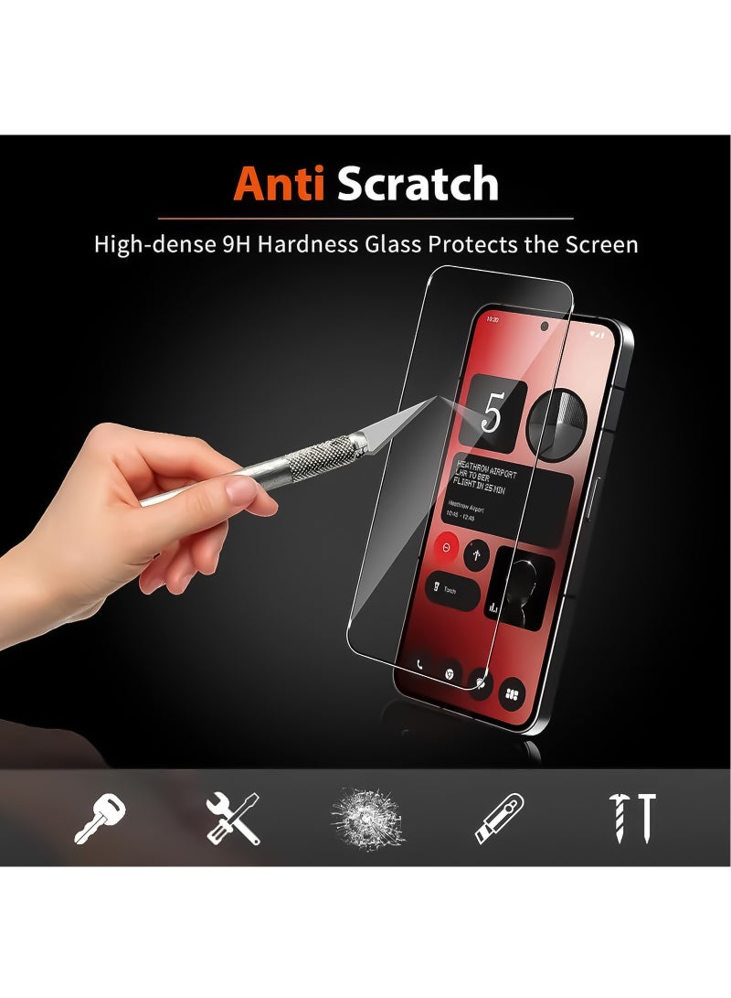 2 Pieces Tempered Glass Film for Nothing Phone 2A Screen Protector,  Anti-Fingerprint Full Cover Screen Protector Accessories (Black Clear) - Image 3