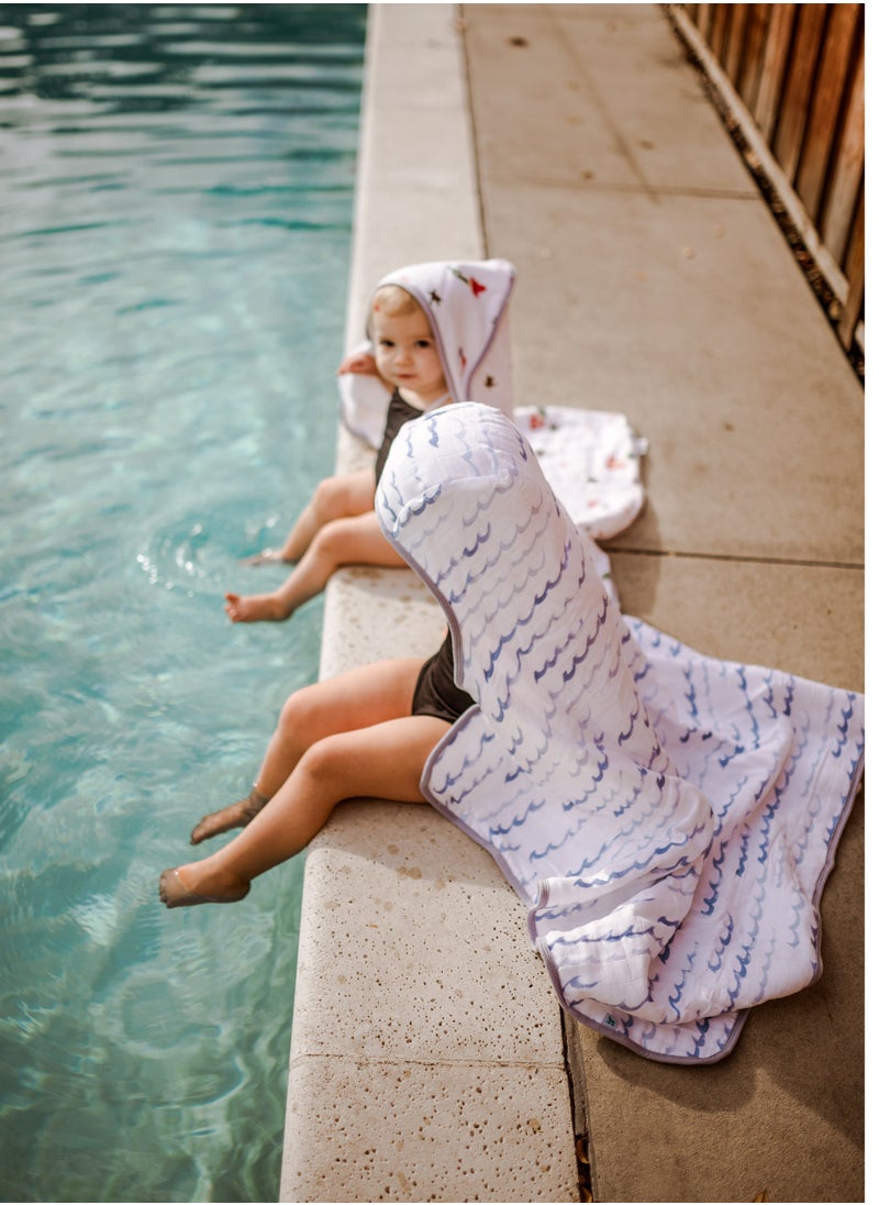 little unicorn Cotton Muslin Hooded Infant Towel Mermaids  - Image 3
