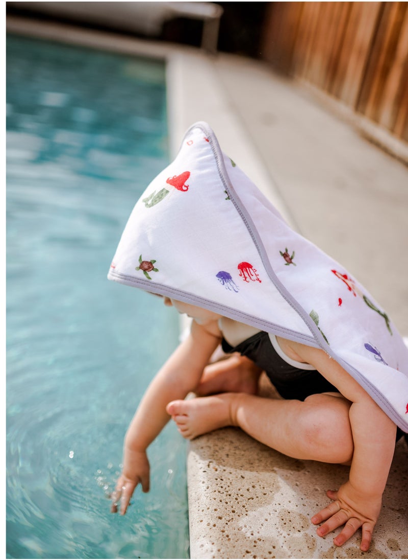 little unicorn Cotton Muslin Hooded Infant Towel Mermaids  - Image 2