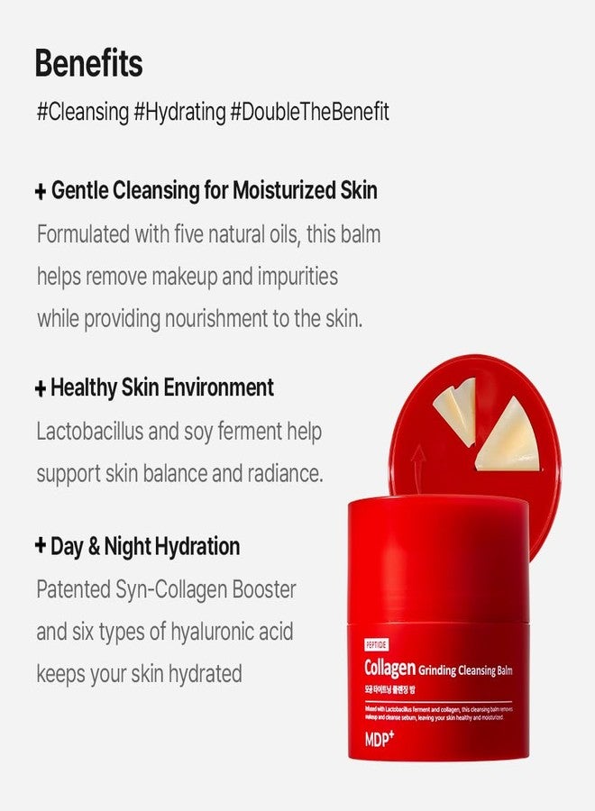 MDP+ RED LACTO COLLAGEN GRINDING CLEANSING BALM, Pore Cleansing, Hydrating, 1.69 oz/50ml, Pore Tightening, Travel Cleanser - Image 3