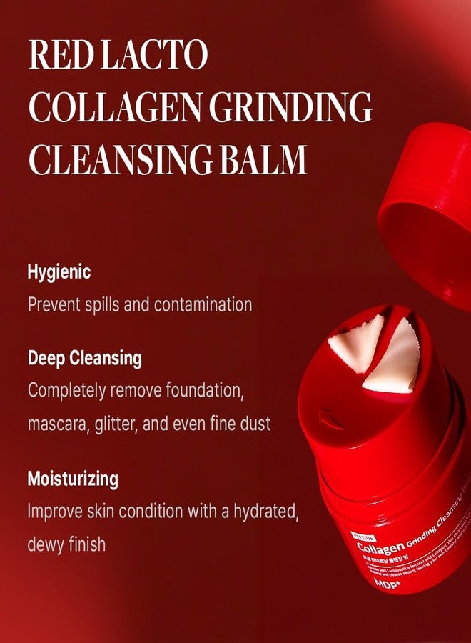 MDP+ RED LACTO COLLAGEN GRINDING CLEANSING BALM, Pore Cleansing, Hydrating, 1.69 oz/50ml, Pore Tightening, Travel Cleanser - Image 2
