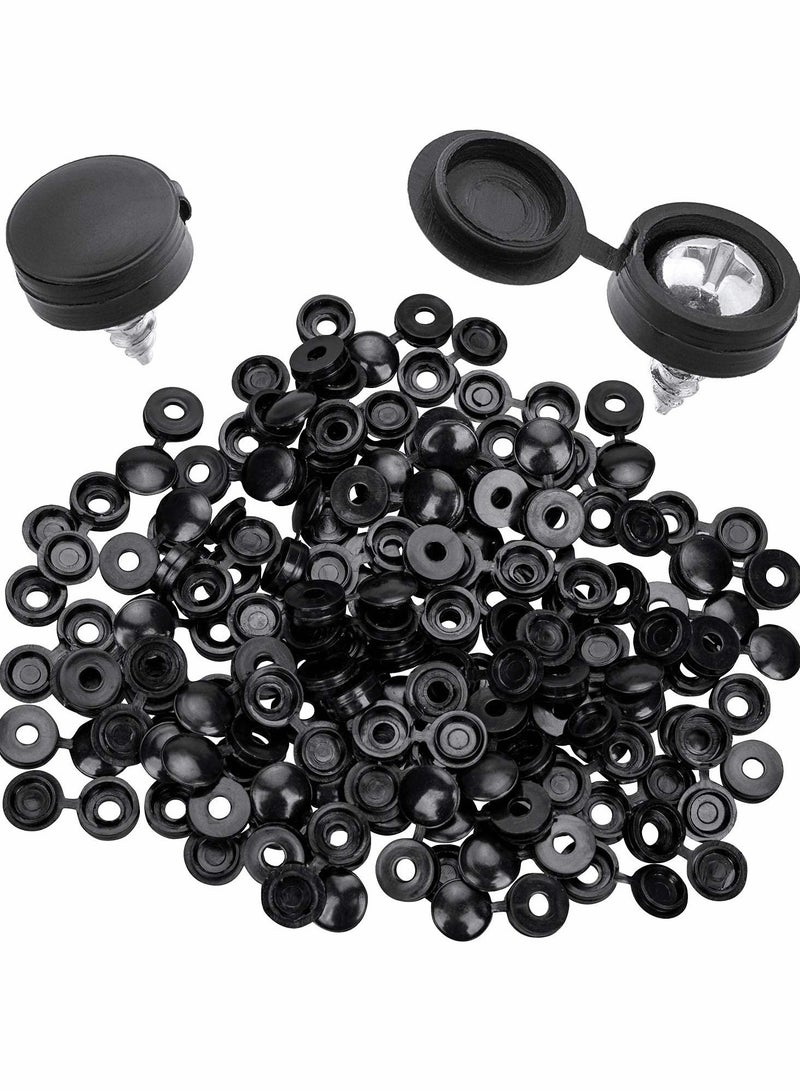 Fold Over Screw Snap Covers, Hinged Screw Cover Caps, Plastic Screw Caps Fold Screw Snap Covers Washer Flip Tops - 100 Pcs - Image 1