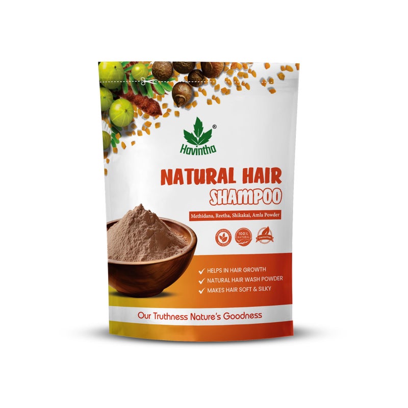Havintha Natural Hair Shampoo with Amla, Reetha, Shikakai and Methi dana Powder for hair wash - 8 ounce | 0.5 pound | 227 grams (Pack of 1) - Image 1