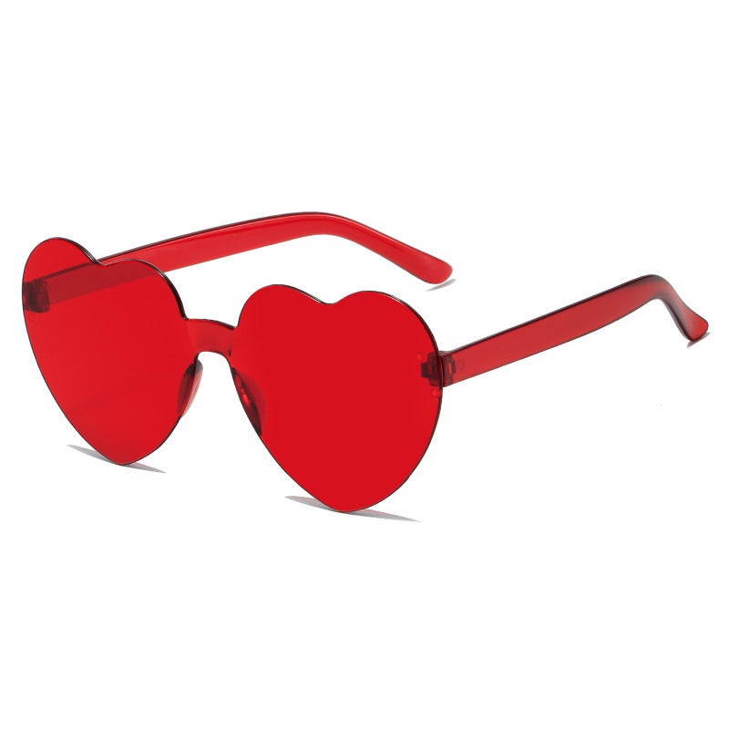 Generic Transparent Jelly Heart Sunglasses Unisex Red 