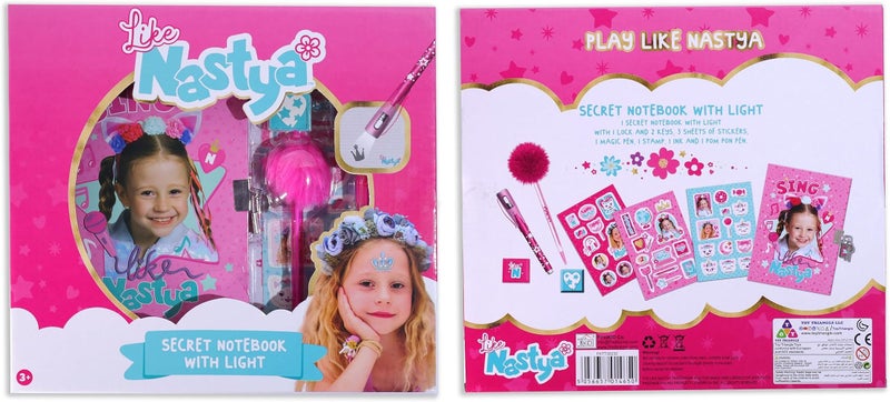 لايك ناستيا مجموعة دفاتر مضيئة على غرار “Nastya Secret Light-Up”؛ دفتر يمكن قفله، قلم سحري، ختم، ملصقات، قلم مزين، مستلزمات كتابة ممتعة للأطفال من عمر 3 سنوات فما فوق؛ مجموعة كتابة مبتكرة للمدارس - Image 2
