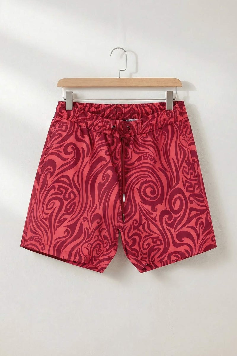 trendyol Burgundy Standard Marbling Pattern Swim Shorts Tmnss23Ds00003 - Image 1