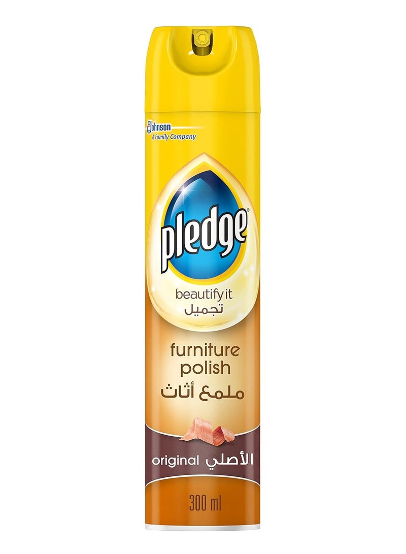 Pledge Furniture Polish and Cleaner Spray - Original Dust-Removing, Fingerprint-Erasing Formula for Multiple Sealed Surfaces - Leaves Protective Glossy Coating, 300ml - Image 1
