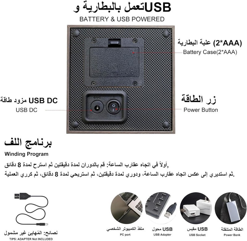 دوكوين DUKWIN علبة تدوير ساعة واحدة مع مصدر طاقة مزدوج، وسادة ساعة قابلة للتعديل، غطاء غبار، محرك فائق الهدوء، صندوق خشبي دوار للساعة للسفر وأفضل هدية للرجال والنساء - Image 4