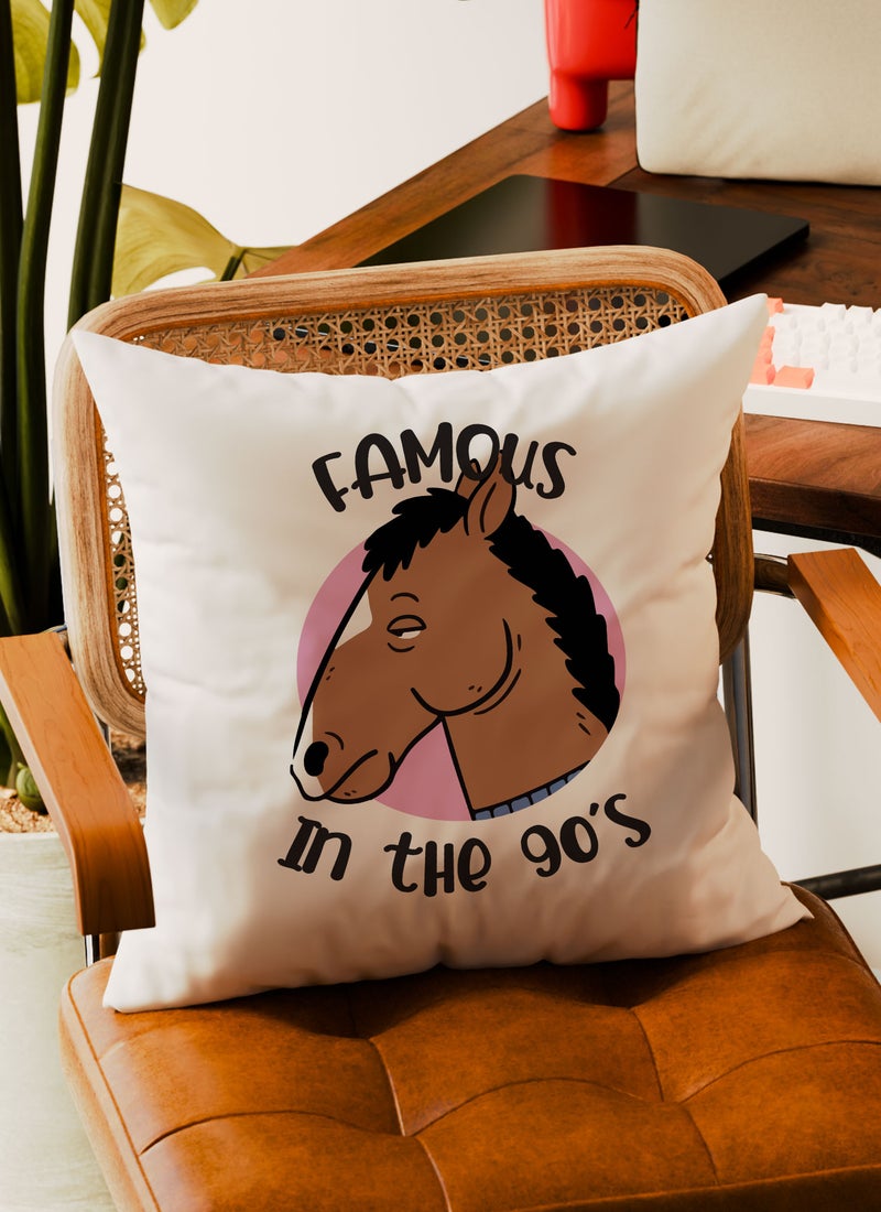 LOUD UNIVERSE Decorative Cushion Famous In The 90s Quote Horse Mask Couch Cushion - Image 3