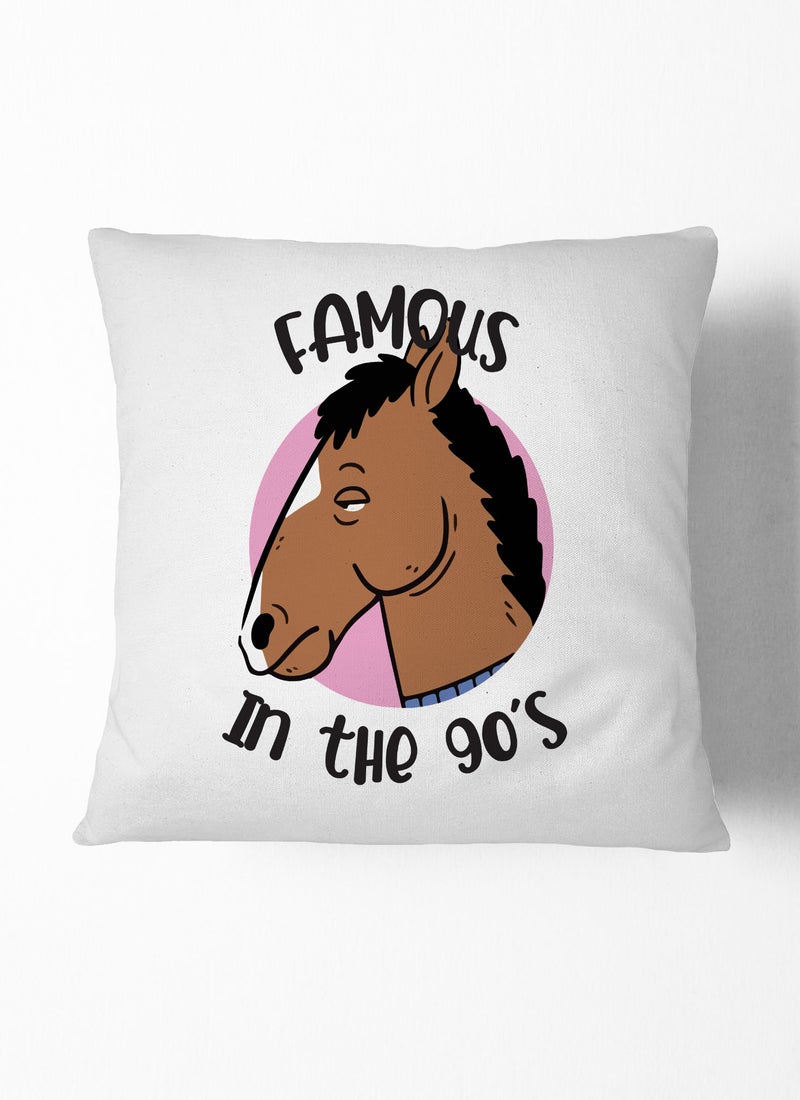 LOUD UNIVERSE Decorative Cushion Famous In The 90s Quote Horse Mask Couch Cushion - Image 1