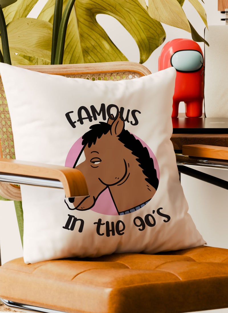 LOUD UNIVERSE Decorative Cushion Famous In The 90s Quote Horse Mask Couch Cushion - Image 4
