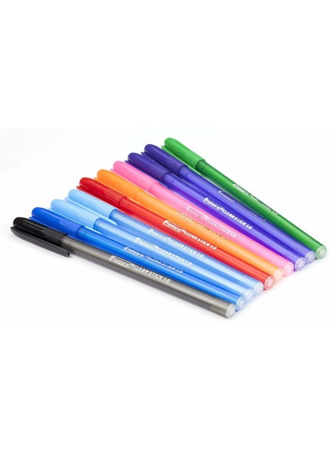 Promarx Fashion Stick Ballpoint Pens, 1.0 mm, Assorted Colored Ink, 10-Count - Image 2