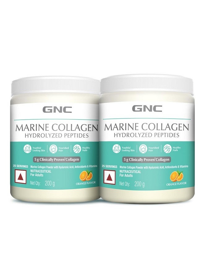GNC Marine Collagen|200 Gm|Type 1 & Type 3 Collagen|Hydrolyzed Peptides |Hyaluronic Acid|Biotin |Vitamin C &E |Grape Seed Extract |Rosemary Extract |For Radiant & Youthful Skin,2 count,200 grams - Image 1
