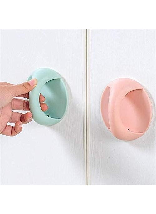 Hasruna Enterprise Hasruna Enterprise Self Adhesive Door Handles Stick Plastic Handles Pull knob Door Handles Pull for Sliding Door Drawer Window Commode and Cupboard Cabinet Multicolor 2PCs  - Image 1