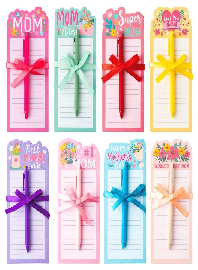 ANGOLIO Mother's Day Notepads With Pen - 8 Sets Happy Mother's Day Sticky Notes Gifts for Mom Self-Adhesive Sticky Notepads Writing Memo Pads for Mom Ladies Women School Office Birthday Gifts Supplies - Image 1