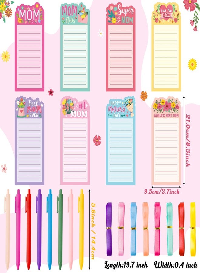 ANGOLIO Mother's Day Notepads With Pen - 8 Sets Happy Mother's Day Sticky Notes Gifts for Mom Self-Adhesive Sticky Notepads Writing Memo Pads for Mom Ladies Women School Office Birthday Gifts Supplies - Image 2
