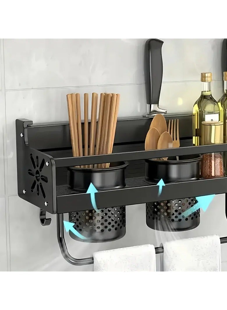 Wall-Mounted Kitchen Organizer Rack with Hooks – Space-Saving Carbon Steel Holder for Knives, Cutting Boards & Utensils – Durable Powder-Coated Finish  - Image 4