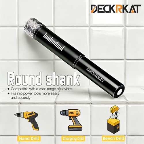DECKRKAT 7-Piece Dry Diamond Drill Bits & Carbide Tile Drill Bit Set for Tile,Ceramic,Marble,Porcelain,Glass & Granite- 3/16", 1/4" (x2), 5/16", 3/8", 1/2" + 1/4" Masonry Bit - Image 5