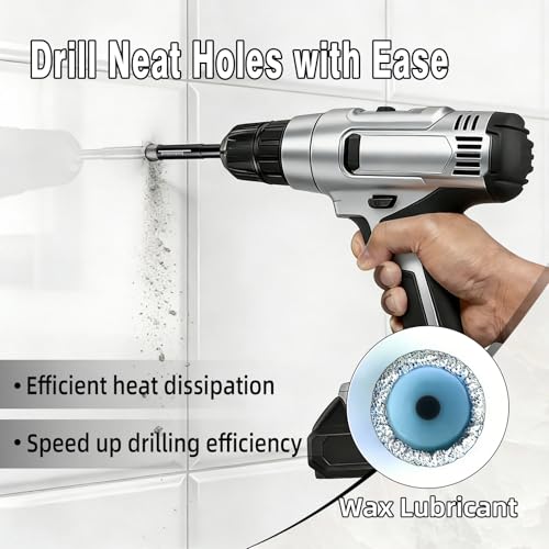 DECKRKAT 7-Piece Dry Diamond Drill Bits & Carbide Tile Drill Bit Set for Tile,Ceramic,Marble,Porcelain,Glass & Granite- 3/16", 1/4" (x2), 5/16", 3/8", 1/2" + 1/4" Masonry Bit - Image 4