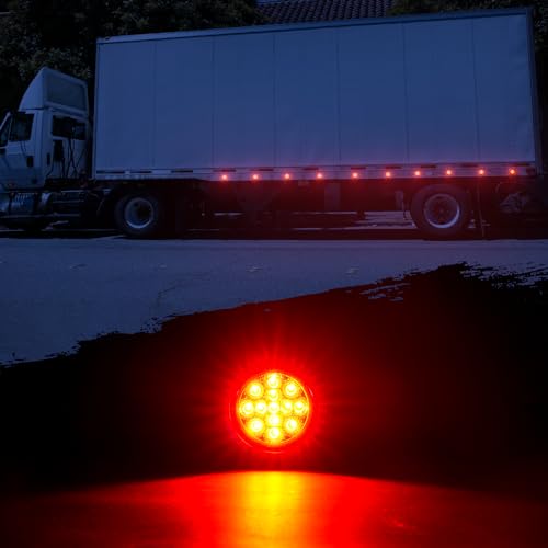 PVerandio 8Pcs 2.5" Red Round 13 LED Side Marker Clearance Lights with Light Grommet and 2-prong Wire Pigtail for Trailer Truck RV, Flush Mount, 12V, IP67 Waterproof - Image 3