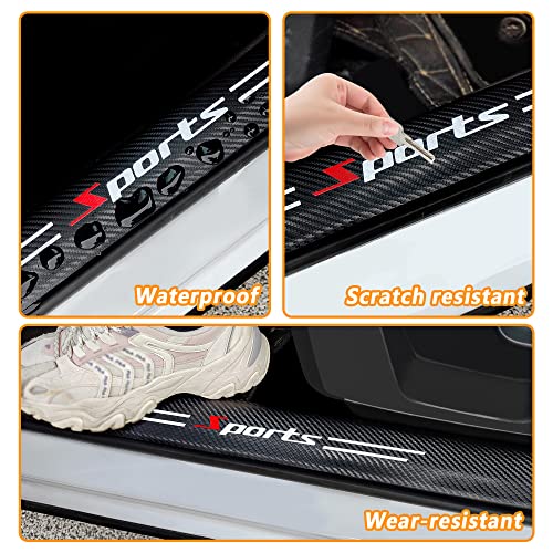 NHHC 4Pcs Car Door Sill Protector,Sport Carbon Fiber Threshold Anti-Scratch Sticker Door Edge Protection Decorate,Auto Interior Accessories Self-Adhesive Anti-Scratch (White/Sport) - Image 5