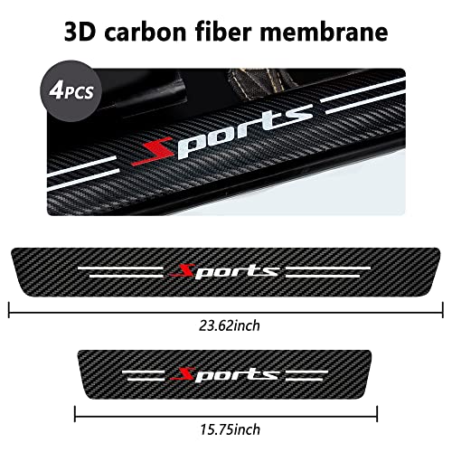 NHHC 4Pcs Car Door Sill Protector,Sport Carbon Fiber Threshold Anti-Scratch Sticker Door Edge Protection Decorate,Auto Interior Accessories Self-Adhesive Anti-Scratch (White/Sport) - Image 2
