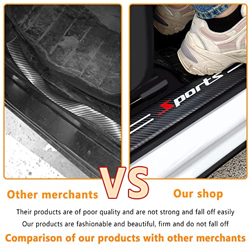 NHHC 4Pcs Car Door Sill Protector,Sport Carbon Fiber Threshold Anti-Scratch Sticker Door Edge Protection Decorate,Auto Interior Accessories Self-Adhesive Anti-Scratch (White/Sport) - Image 4