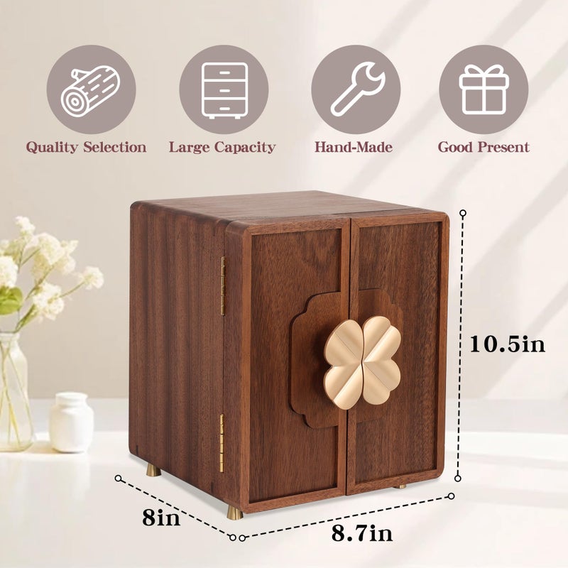 KAOTGOT Jewelry Box for Women Girls, Wooden Jewelry Box Organizer Functional With Drawers, 5 Layers Jewelry Storage Organizer for Earring, Ring, Necklace, Bracelets - Image 3