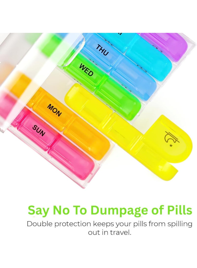 Portable Pill Organizer 3 Times a Day for 1 Week (Multicolor) – Light Proof Pill Case with Large Compartments – Travel Friendly Medicine Organizer for Vitamins, Fish Oils, Medication & Supplements - Image 5