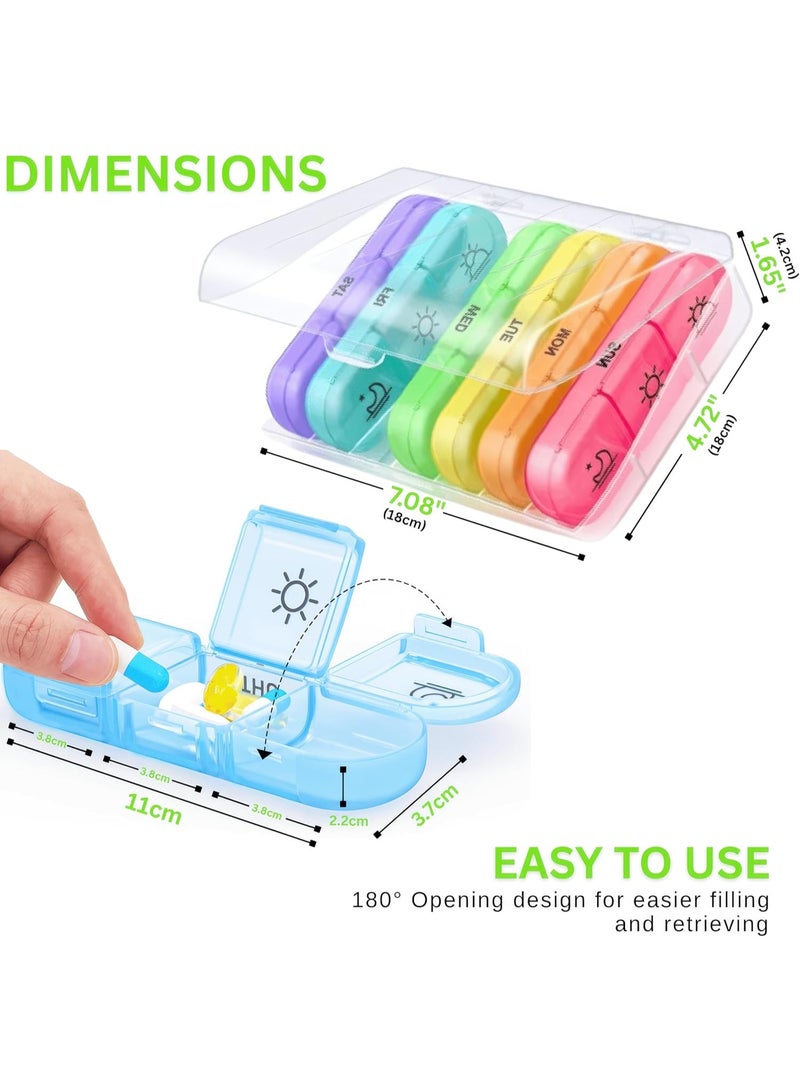 Portable Pill Organizer 3 Times a Day for 1 Week (Multicolor) – Light Proof Pill Case with Large Compartments – Travel Friendly Medicine Organizer for Vitamins, Fish Oils, Medication & Supplements - Image 2