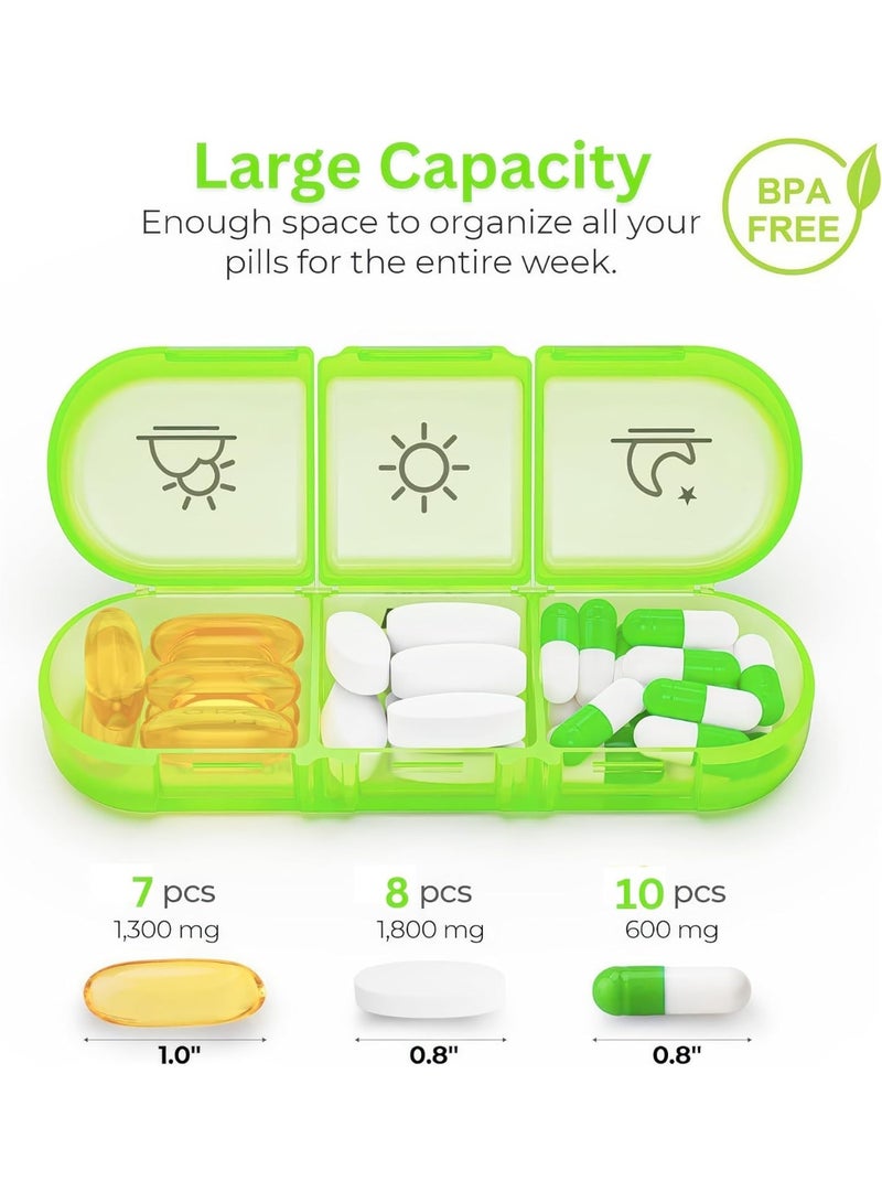Portable Pill Organizer 3 Times a Day for 1 Week (Multicolor) – Light Proof Pill Case with Large Compartments – Travel Friendly Medicine Organizer for Vitamins, Fish Oils, Medication & Supplements - Image 3