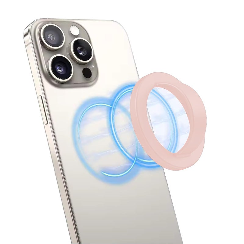 GadgetBite Magnetic Silicone Comfy Ring Grip Phone Holder for iPhone 12/13/14/15/16 Series – Comfortable, Strong Grip, Easy Install/Remove, Compatible with MagSafe (Baby Pink) - Image 1