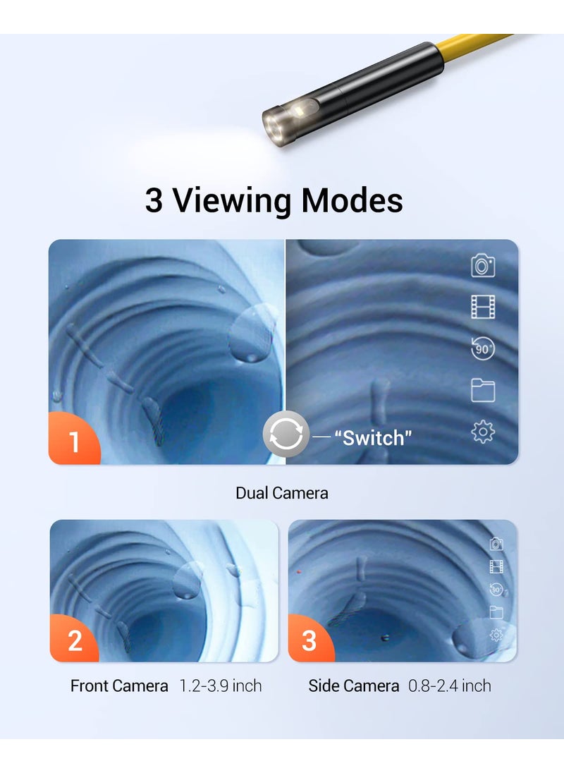 DEPSTECH DEPSTECH Dual Lens Wireless Endoscope, 1080P Scope Snake Camera with 7 LED Lights,0.31In Lens Video HD Inspection Camera,IP67 Waterproof Borescope,16.5FT Cable for Android & iOS Phone or Tablet-Yellow  - Image 3
