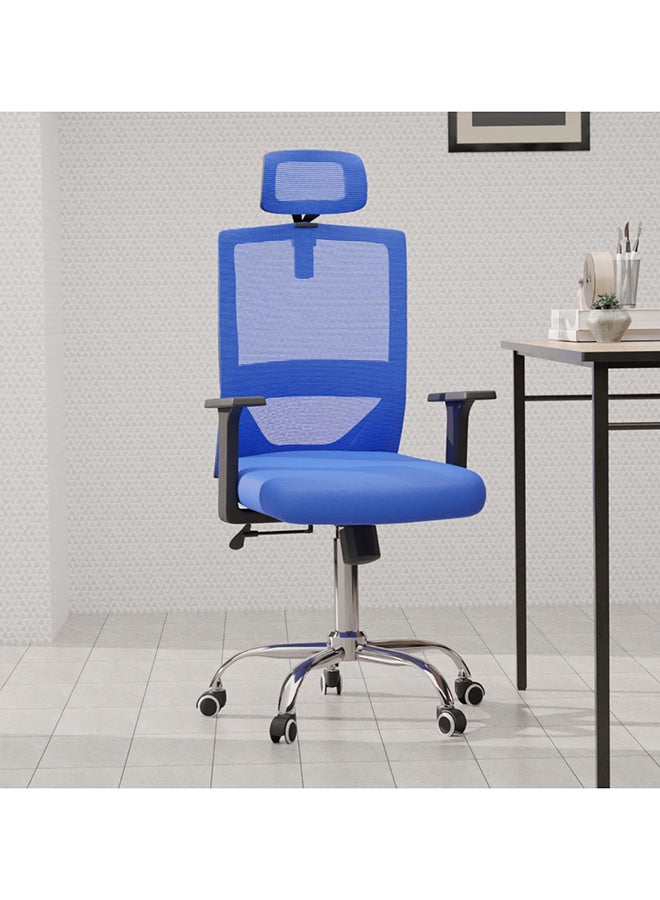 Mahmayi Mahmayi TJ HY-902 Medium Back Mesh Office chair with Lumbar Support with Headrest Blue  - Image 1