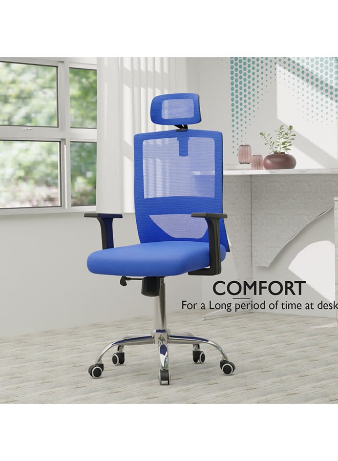 Mahmayi Mahmayi TJ HY-902 Medium Back Mesh Office chair with Lumbar Support with Headrest Blue  - Image 5