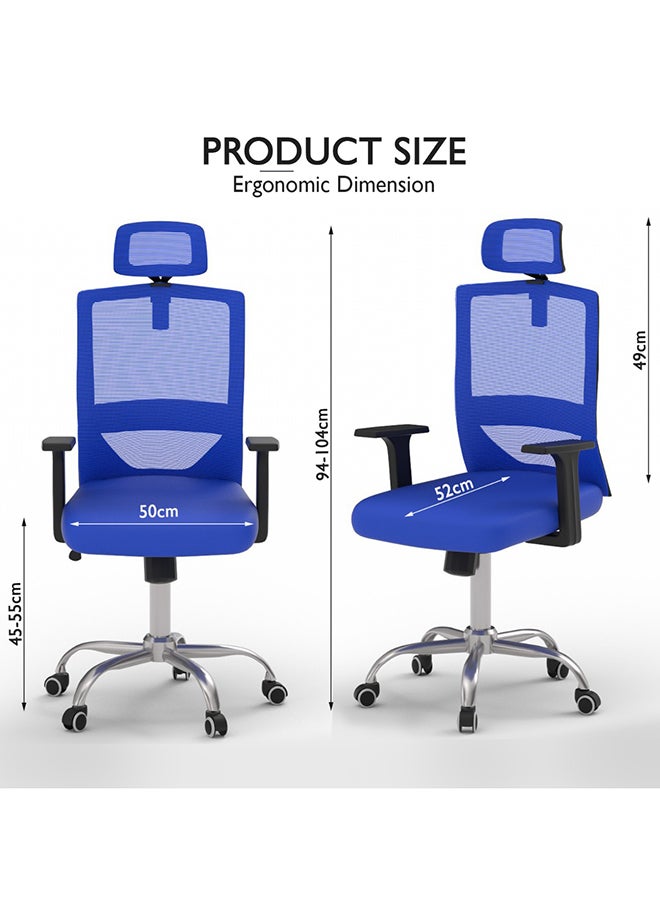 Mahmayi Mahmayi TJ HY-902 Medium Back Mesh Office chair with Lumbar Support with Headrest Blue  - Image 4