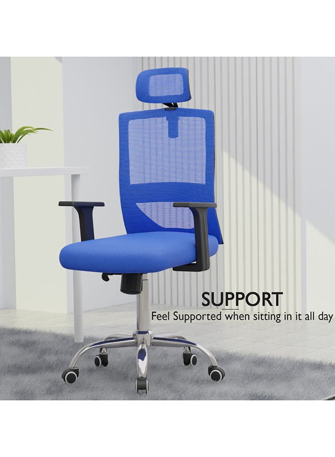 Mahmayi Mahmayi TJ HY-902 Medium Back Mesh Office chair with Lumbar Support with Headrest Blue  - Image 3