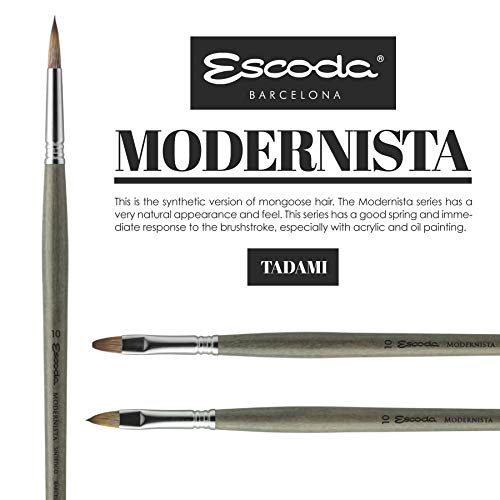 Escoda Modernista Series Artist Oil & Acrylic Long Handle Paint Brush, Bright/Shader, Size 12, Synthetic Mongoose - Image 4
